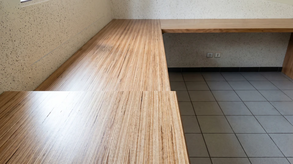 Scène extérieure montrant une banc en bois dans un environnement naturel avec rochers et végétation